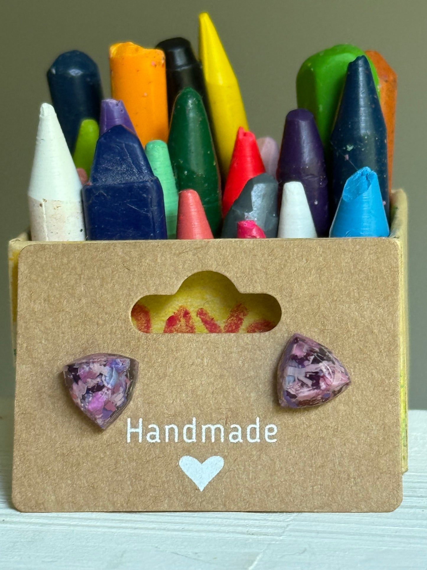 Small crayon triangle Studs (purples)