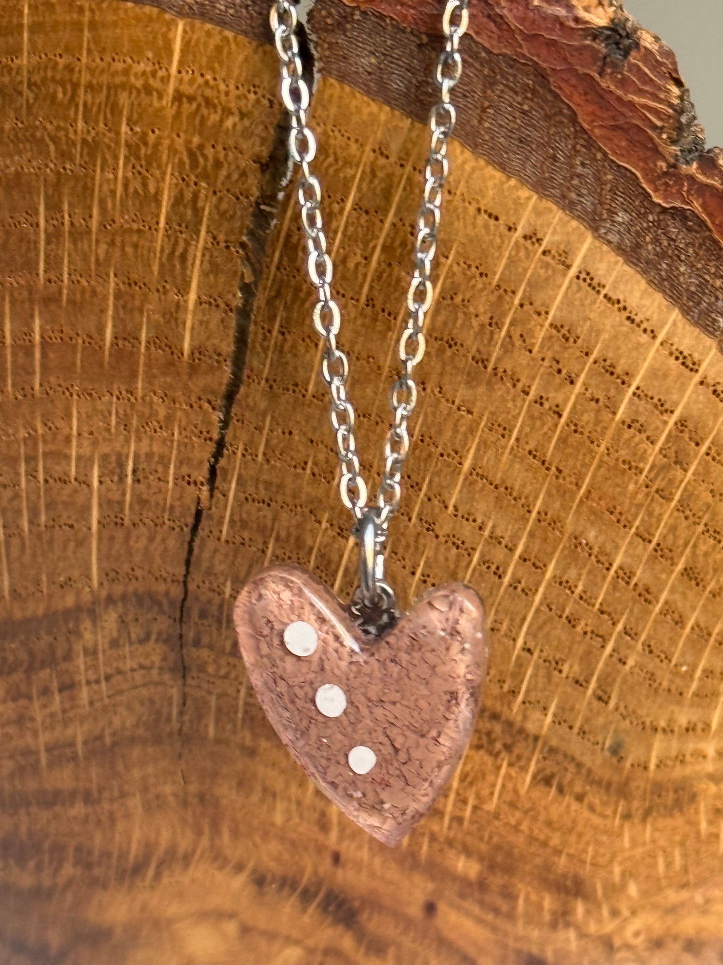 Polka Heart Pendant (Beige)