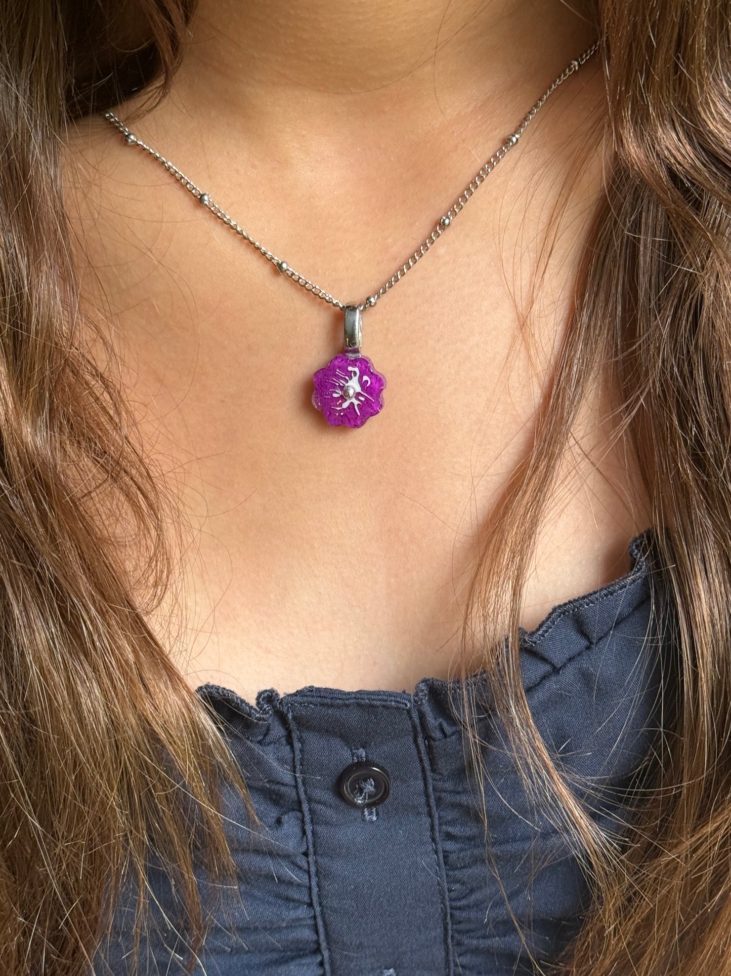 Crayon Bloom Pendant (Neon Purple)