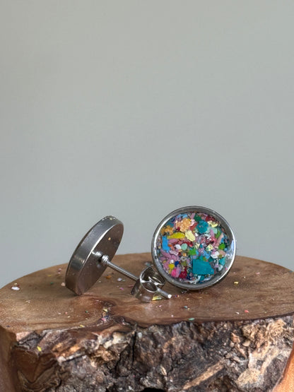 Framed Round Studs (Turquoise Mix)