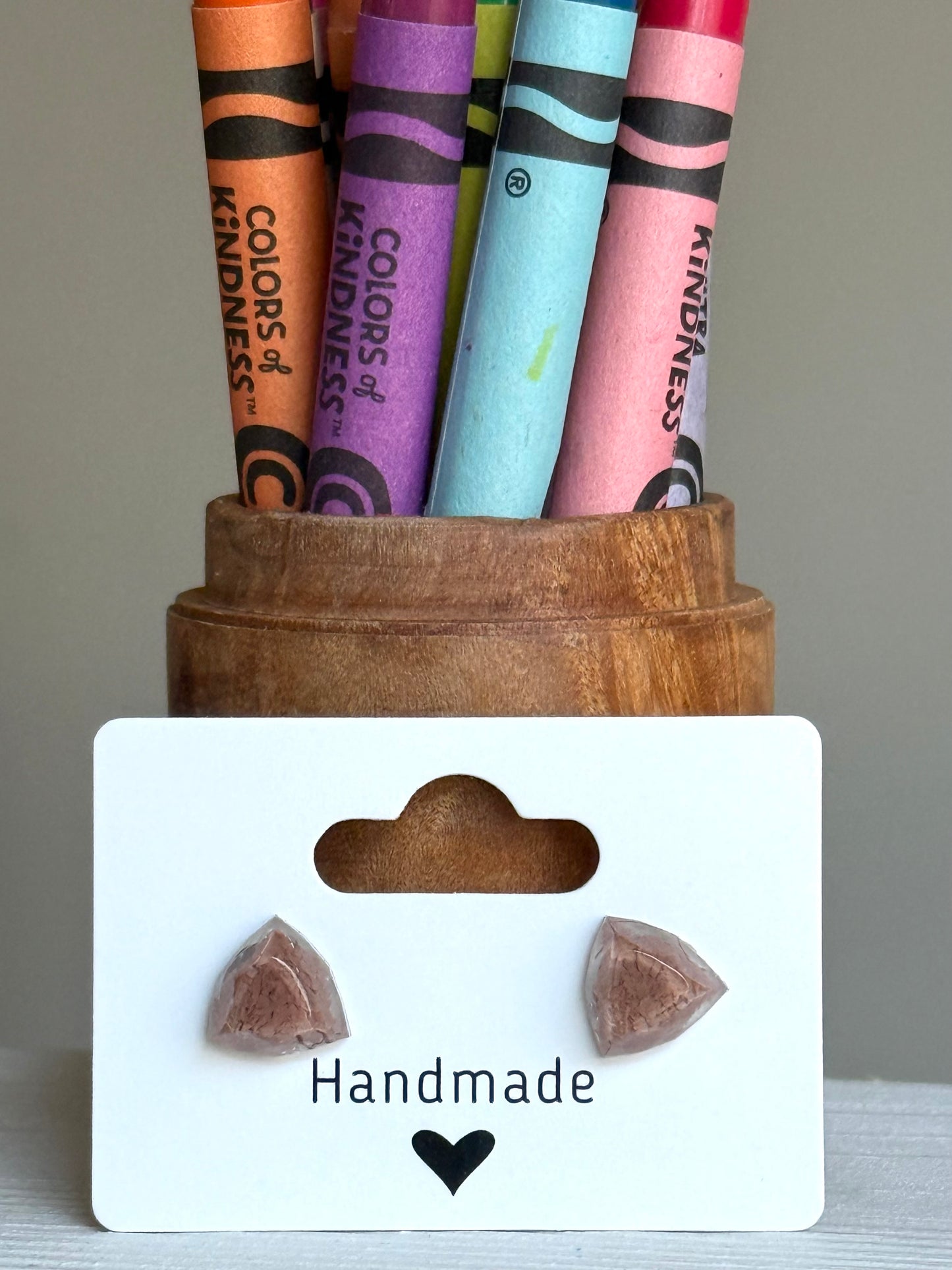 Small Triangle Studs (Beige)