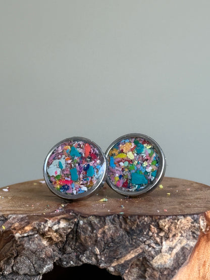 Framed Round Studs (Turquoise Mix)