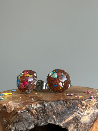 Freckled Copper Round Studs
