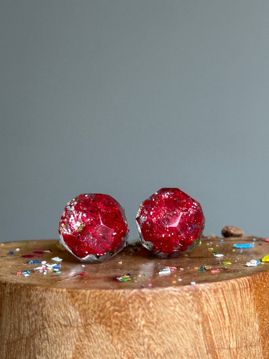 Small Round Studs (Metallic Red))