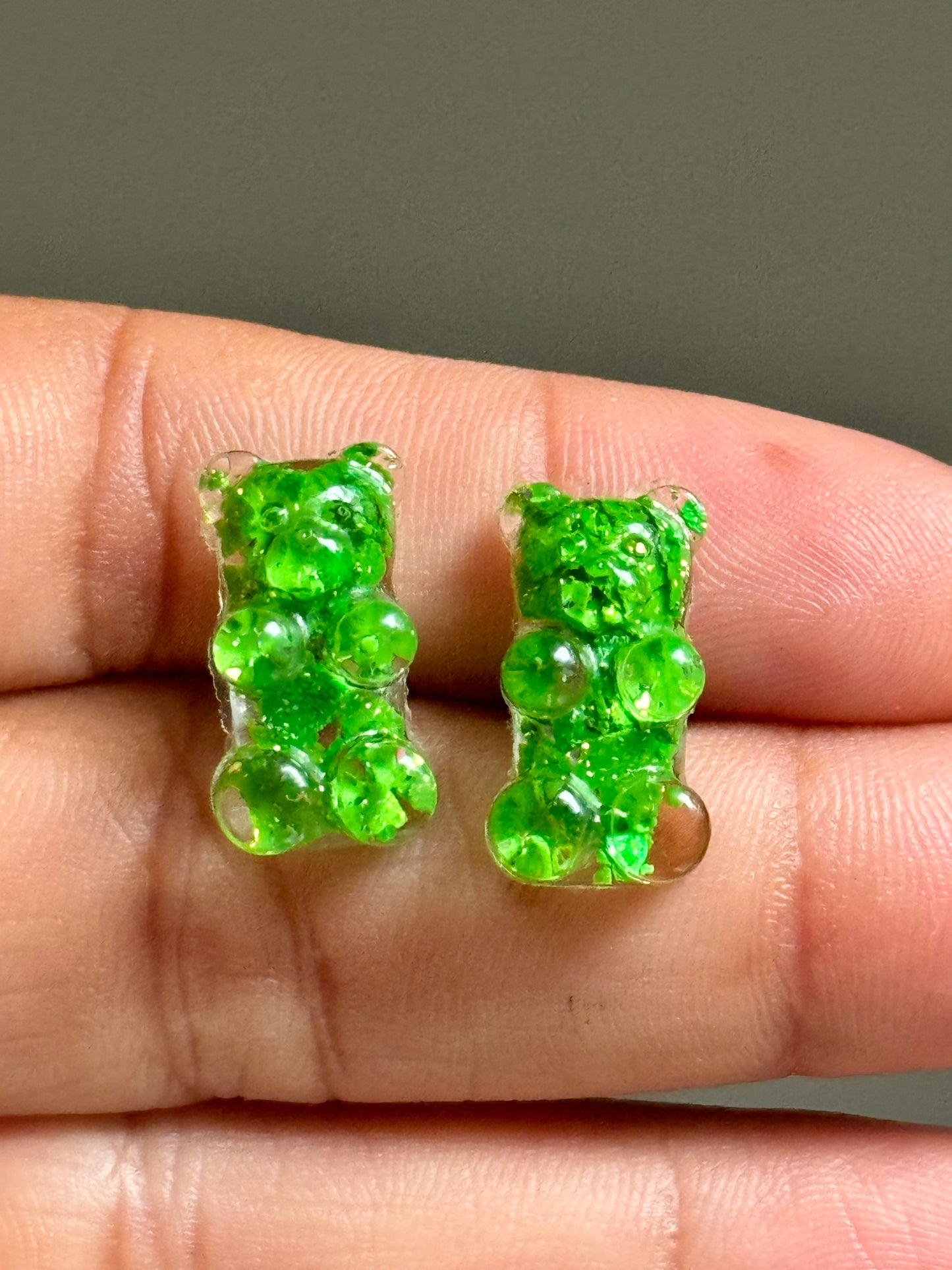 Green Gummy Crayon Bear Studs