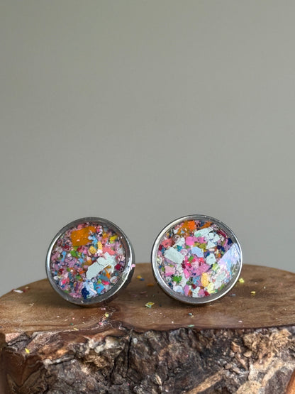 Framed Round Studs (Teal Mix)