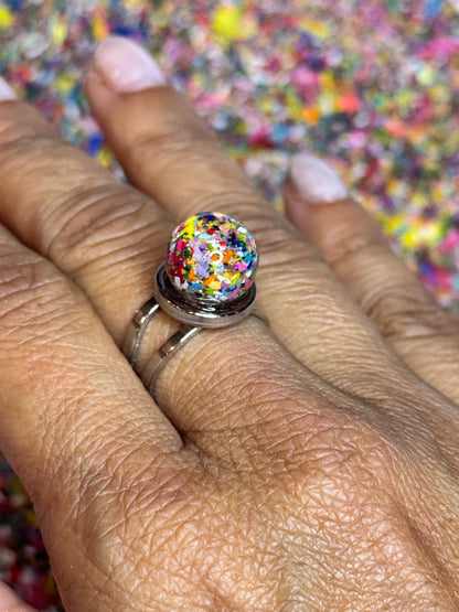 Multicolored Crayon Globe/Sphere Ring (Thick)