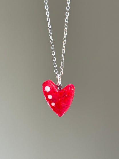 Polka Heart Pendant (Red)