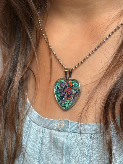 Large Joy Crayon Heart Pendant (Deep Plum)