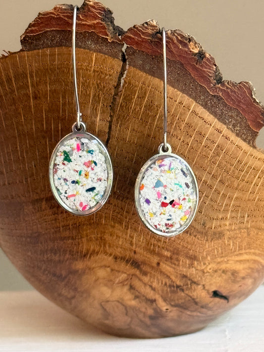 Prisma Oval Hook Earrings (White Dove)