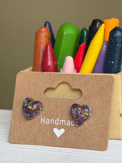 Small Heart Crayonfetti Studs (Milky Way)