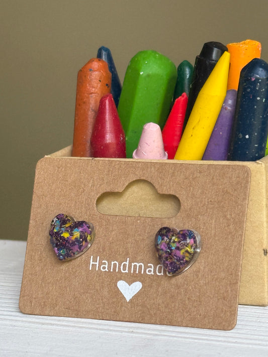 Small Heart Crayonfetti Studs (Milky Way)