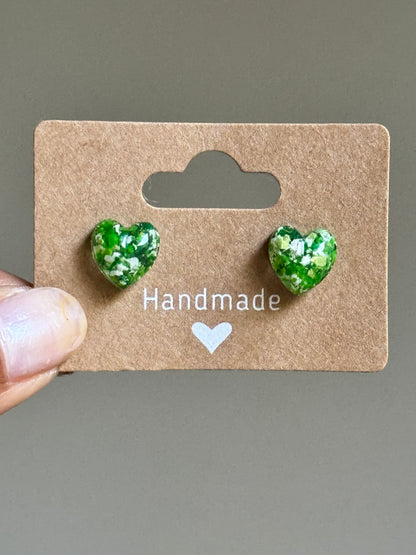 Fresh Greens Heart Studs