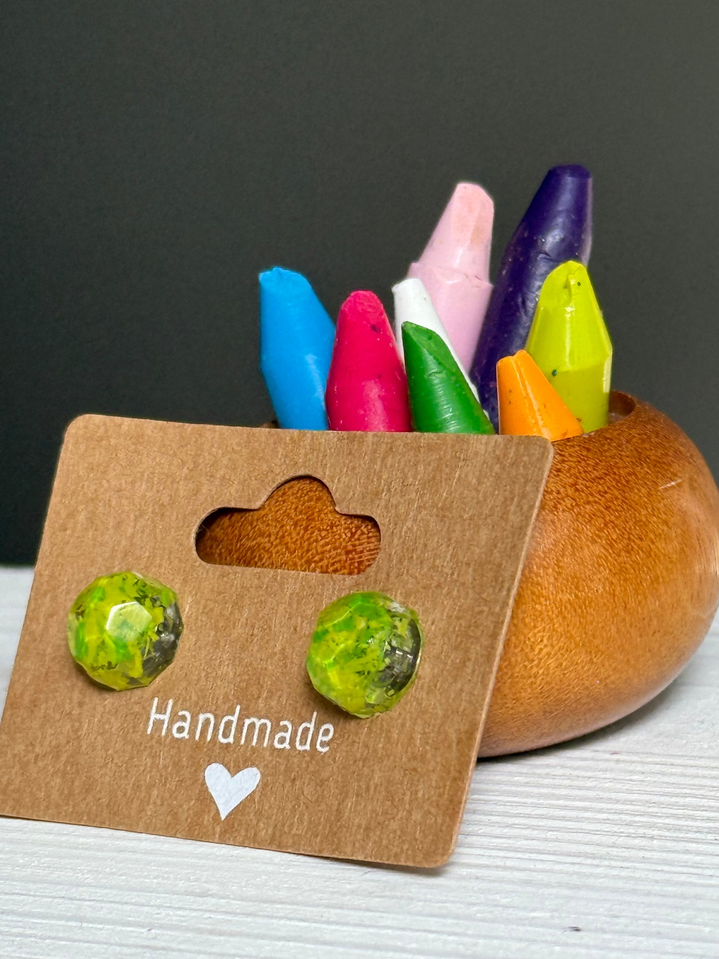 Small Round Studs (yellow green)