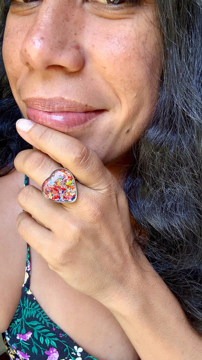Punk Orange Heart Ring