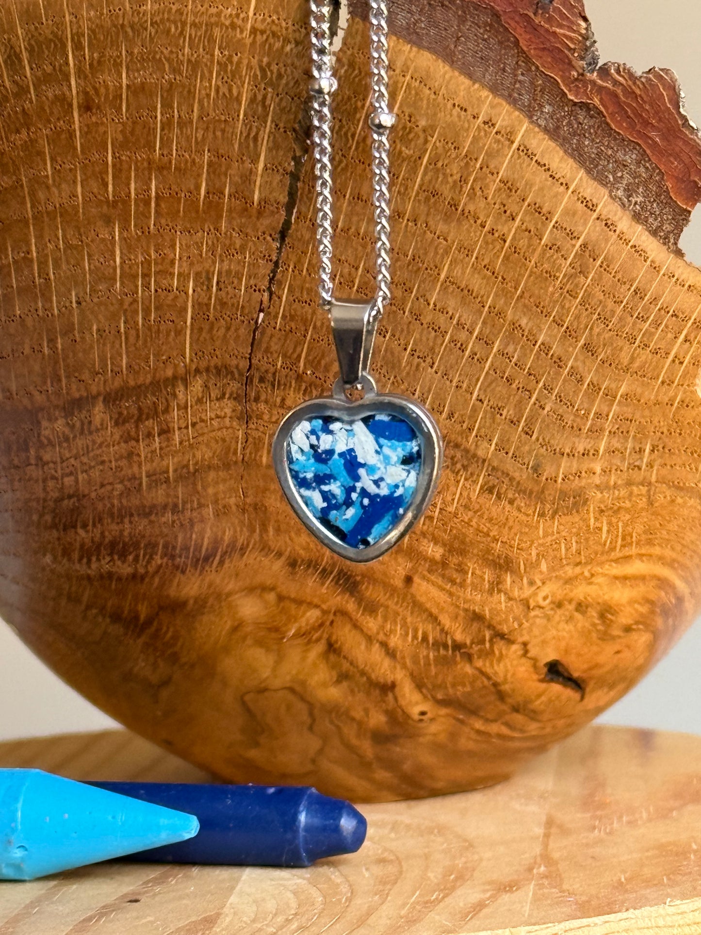 Blue & White Heart Pendant (Sml)