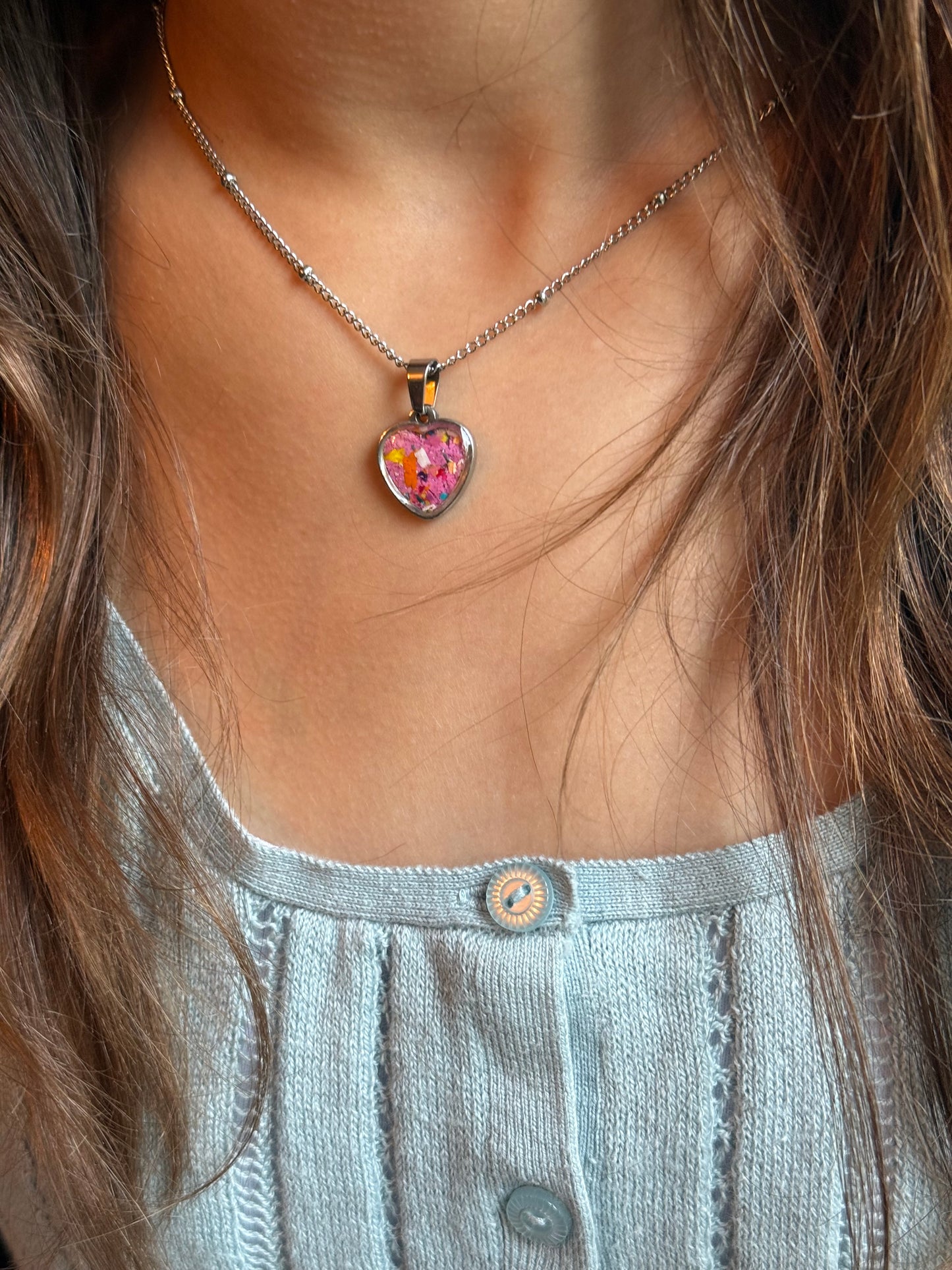 Sarai Heart Pendant (Pink Palm)