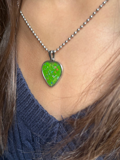 Freckled Heart Pendant (Spring Green)