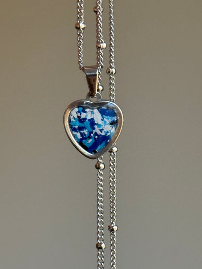 Blue & White Heart Pendant (Sml)