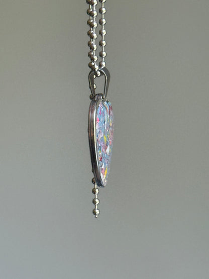 Joy Crayon Heart Pendant (Grey Lilacs)