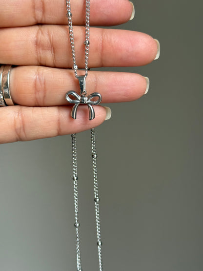 Stainless Steel Bow Pendant