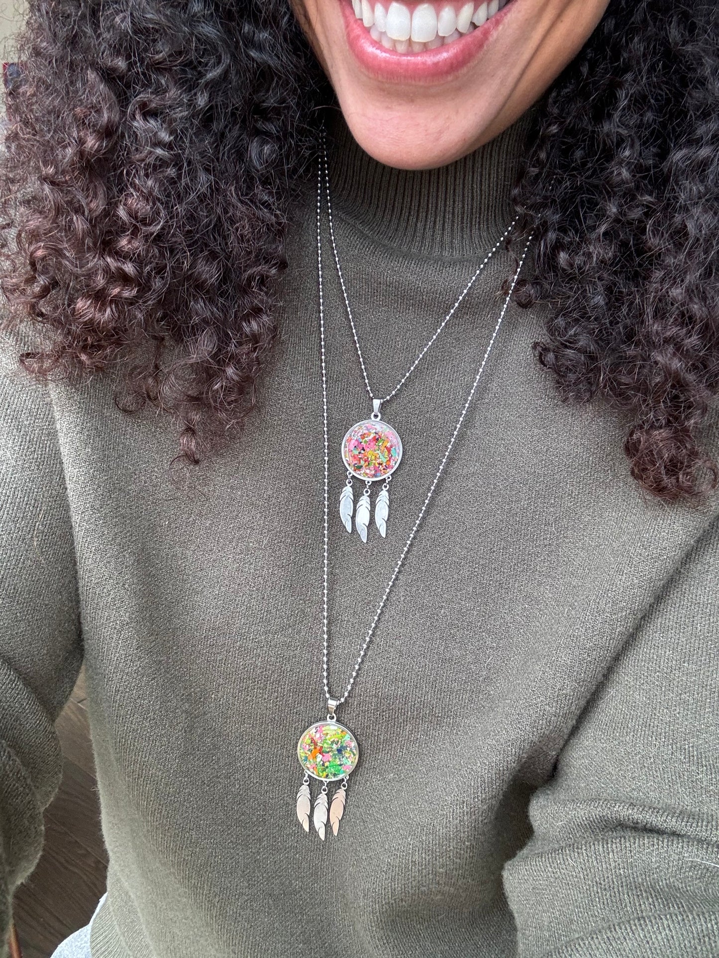 Pendentif Attrape-rêves - Rose Fluo