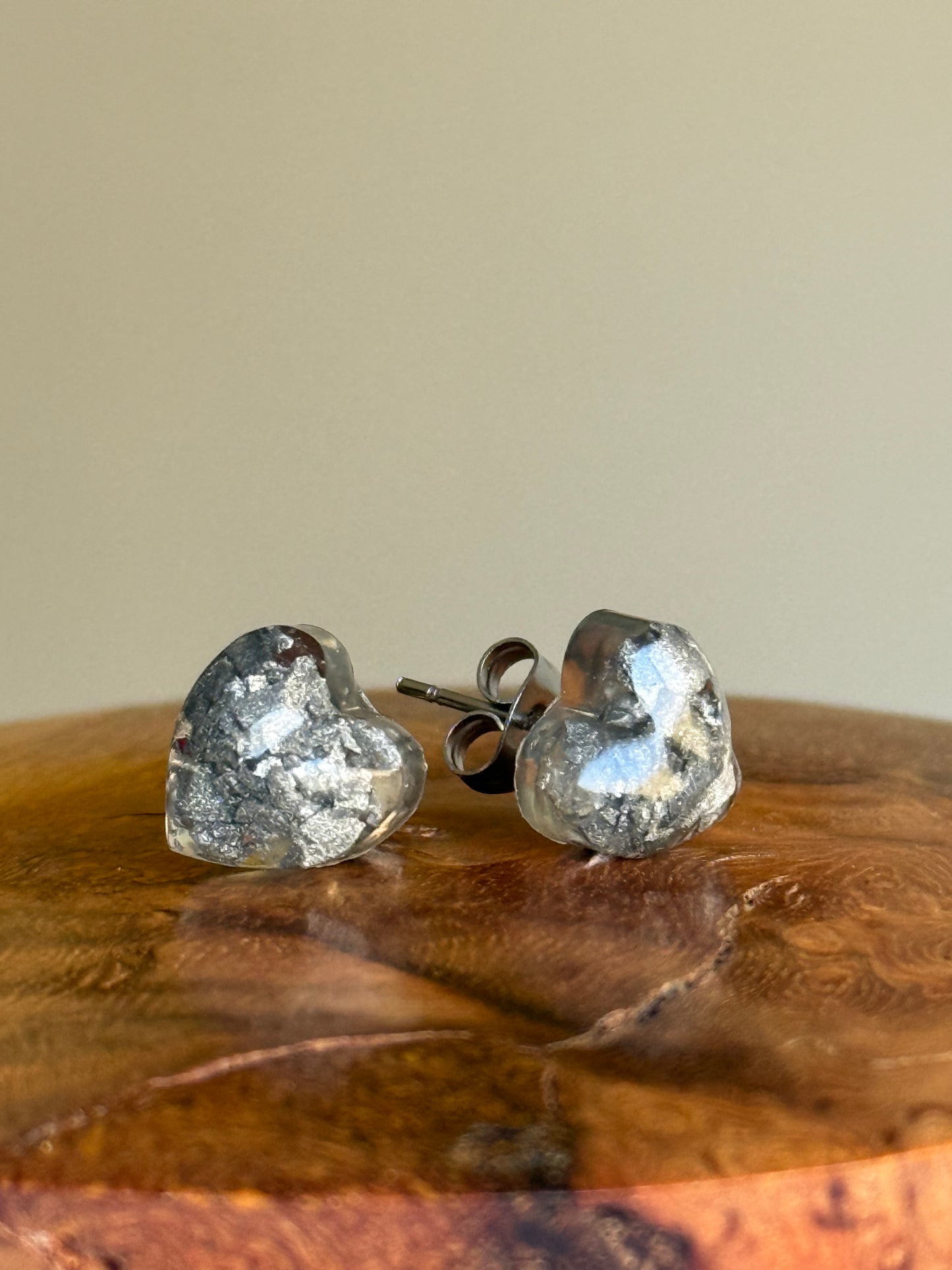 Silver Heart Studs