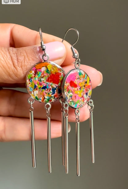 stainless steel earrings crafted with crayons by crayonfetti