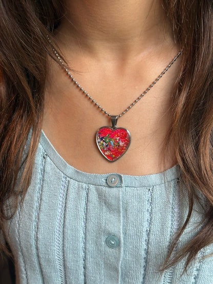 Hope Heart Pendant (Large - Bright Red Orange)