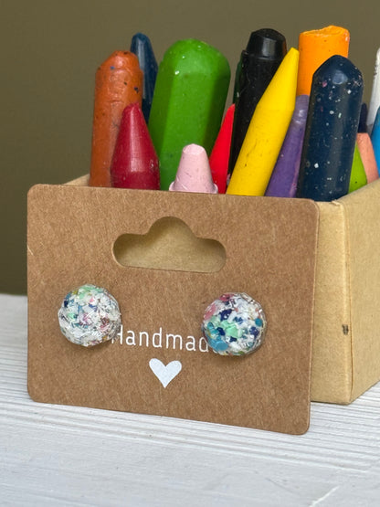 Small Round) Crayonfetti Studs (Freckled White)