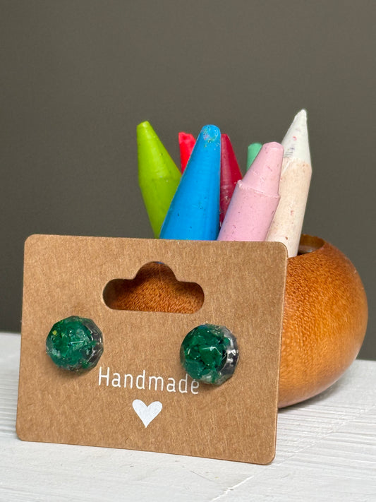 Small Round Crayonfetti Studs (Emerald)