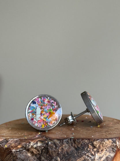 Framed Round Studs (Teal Mix)