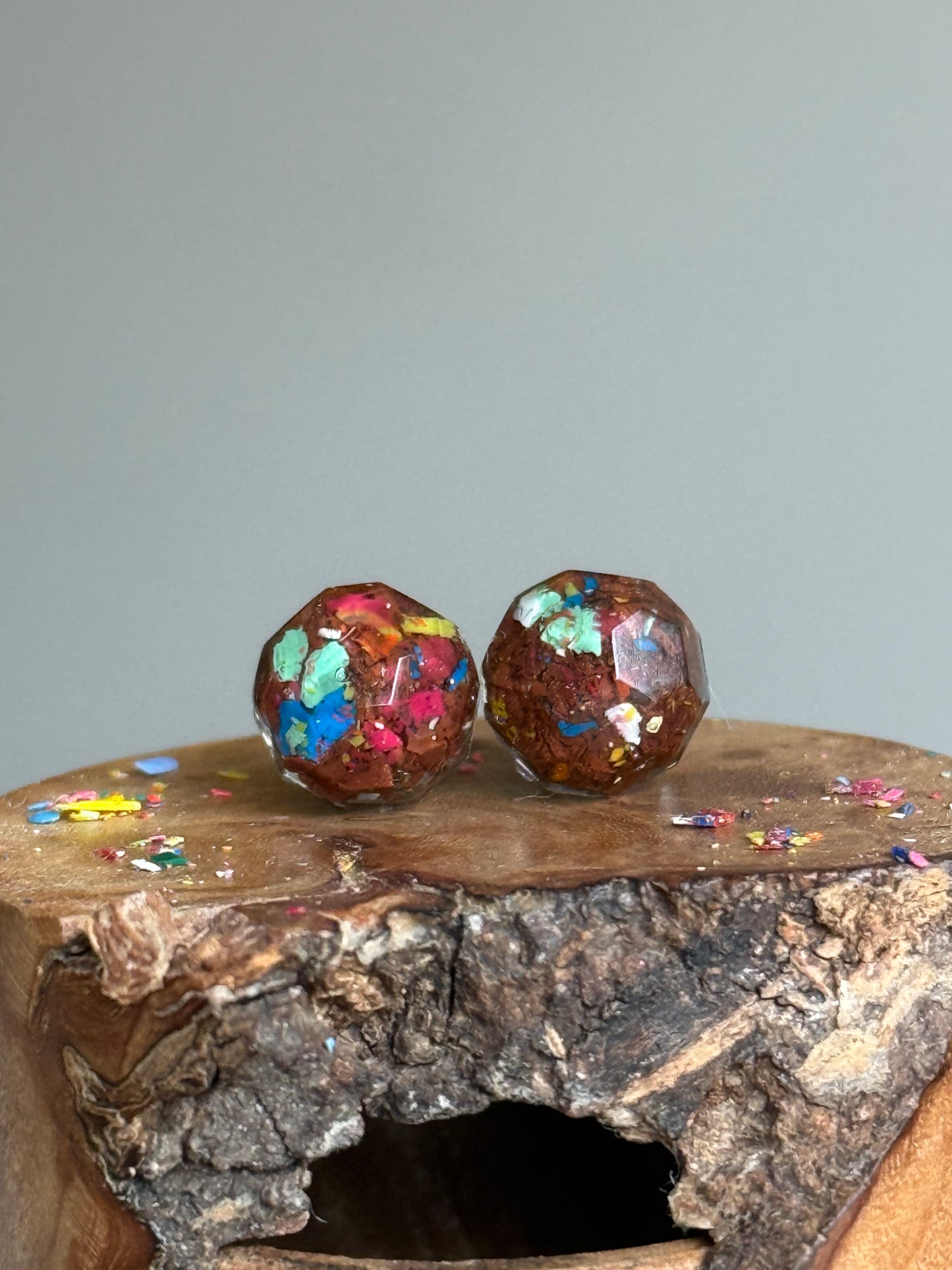 Freckled Copper Round Studs