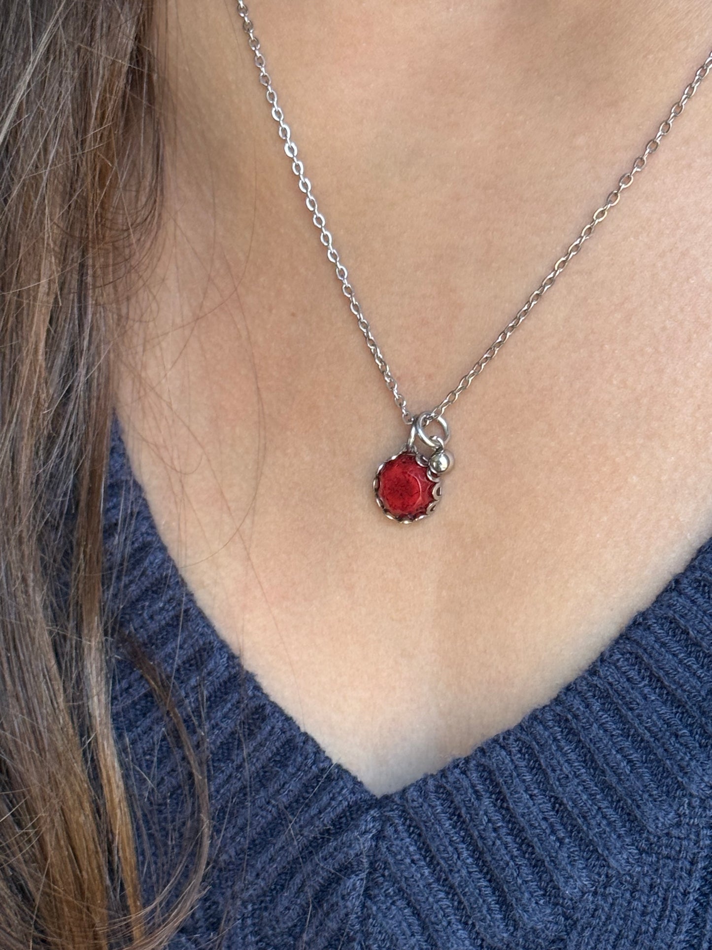 Veil Pendant - Garnet Birthstone