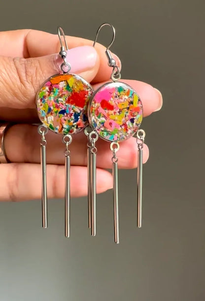 stainless steel earrings crafted with crayons by crayonfetti