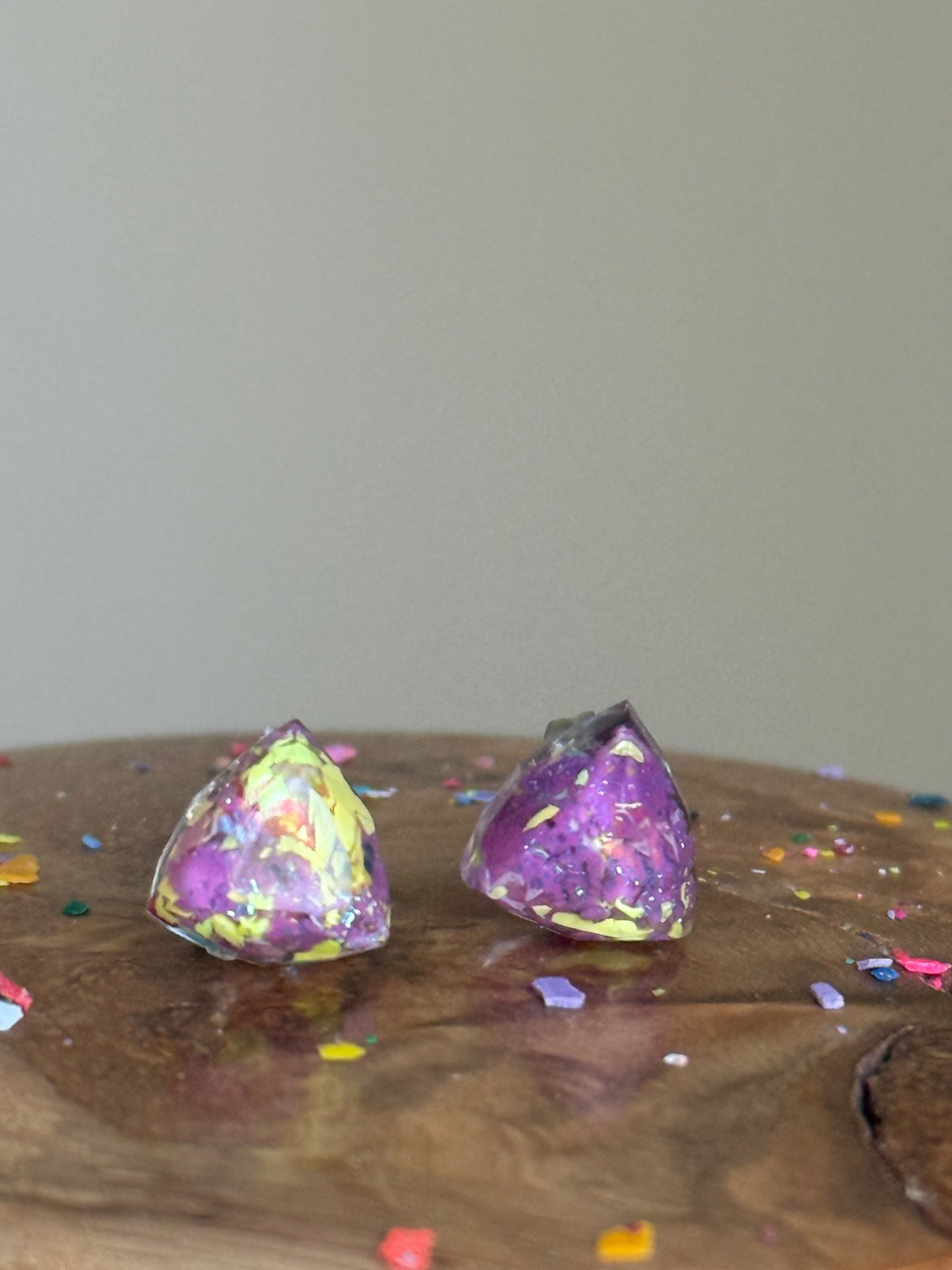 Small Triangle Studs (Mixed Lilacs)