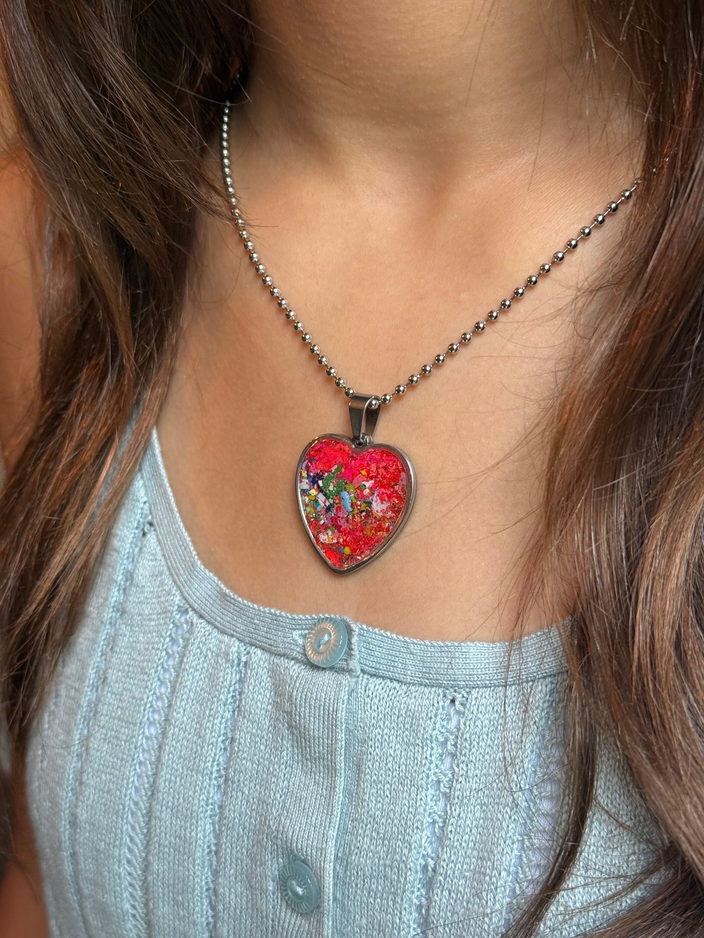 Hope Heart Pendant (Large - Bright Red Orange)