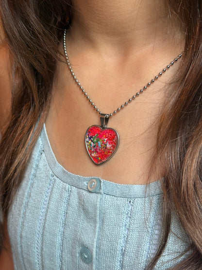 Hope Heart Pendant (Large - Bright Red Orange)