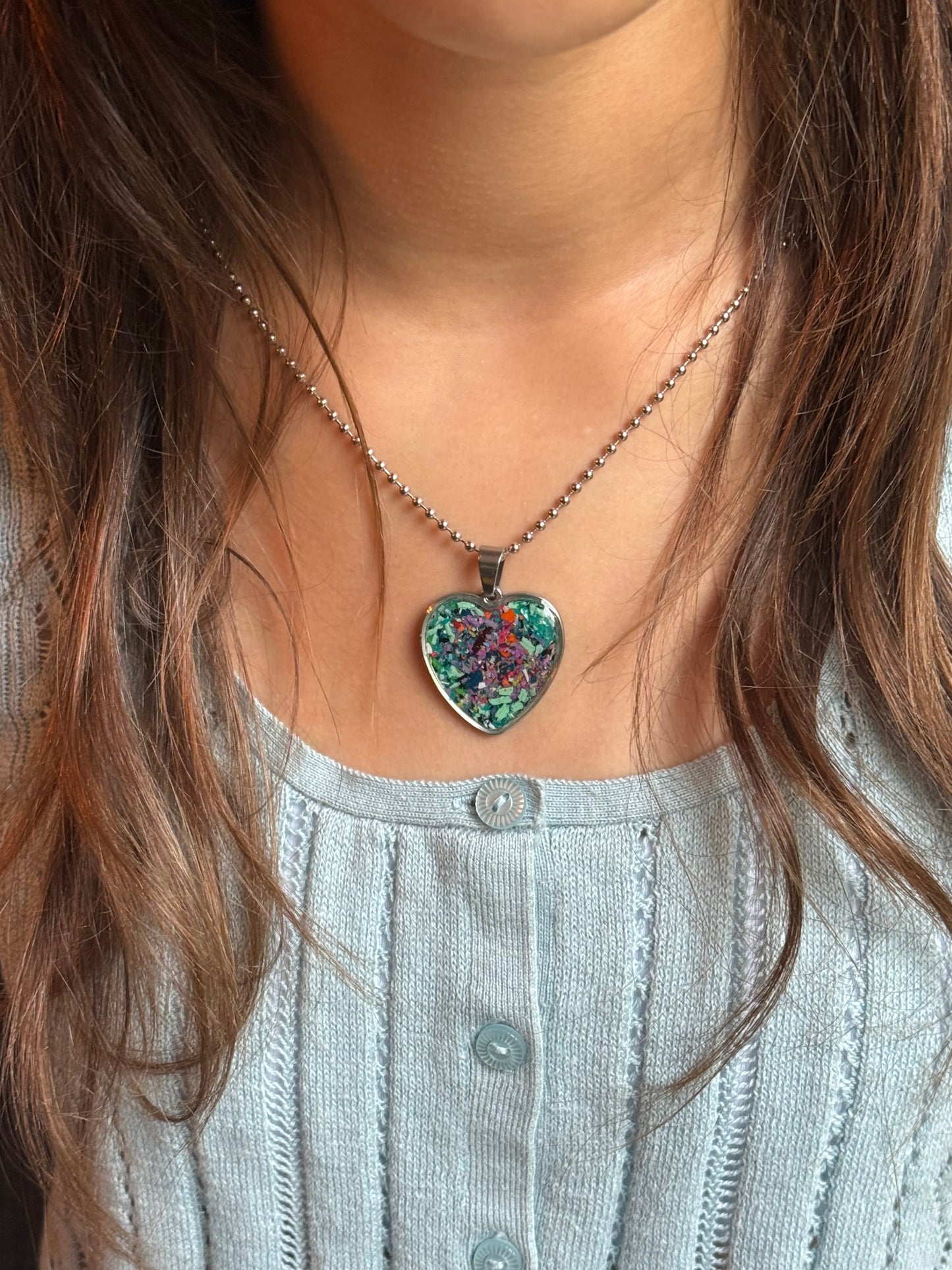 Large Joy Crayon Heart Pendant (Deep Plum)