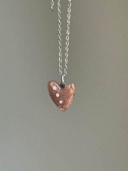 Polka Heart Pendant (Beige)