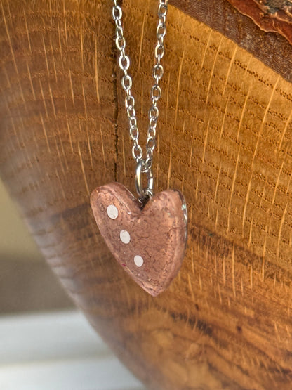 Polka Heart Pendant (Beige)