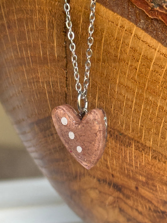 Polka Heart Pendant (Beige)
