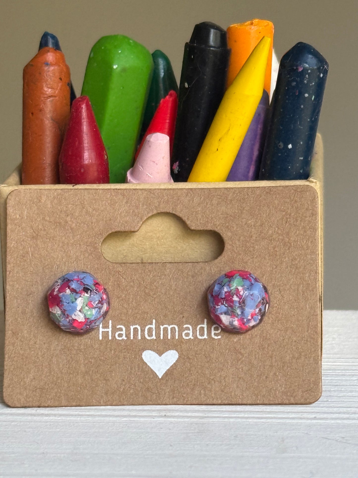 Small Round Crayonfetti Studs (Lavender Dream)
