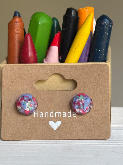 Small Round Crayonfetti Studs (Lavender Dream)
