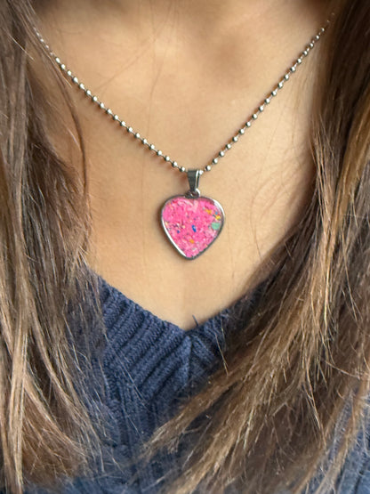 Freckled Heart Pendant (Carnation Pink)
