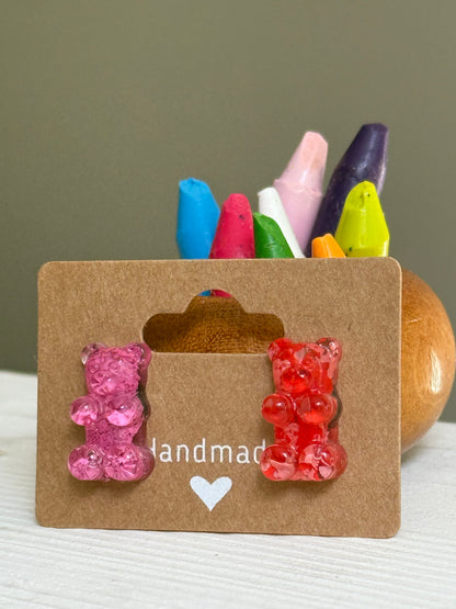 Mismatched Crayon Gummy Bear Studs