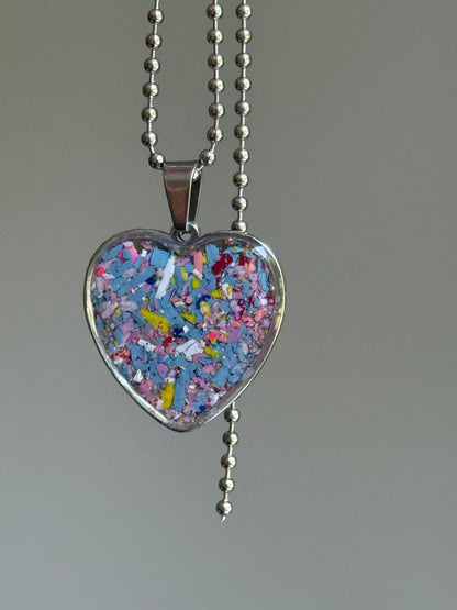 Joy Crayon Heart Pendant (Grey Lilacs)