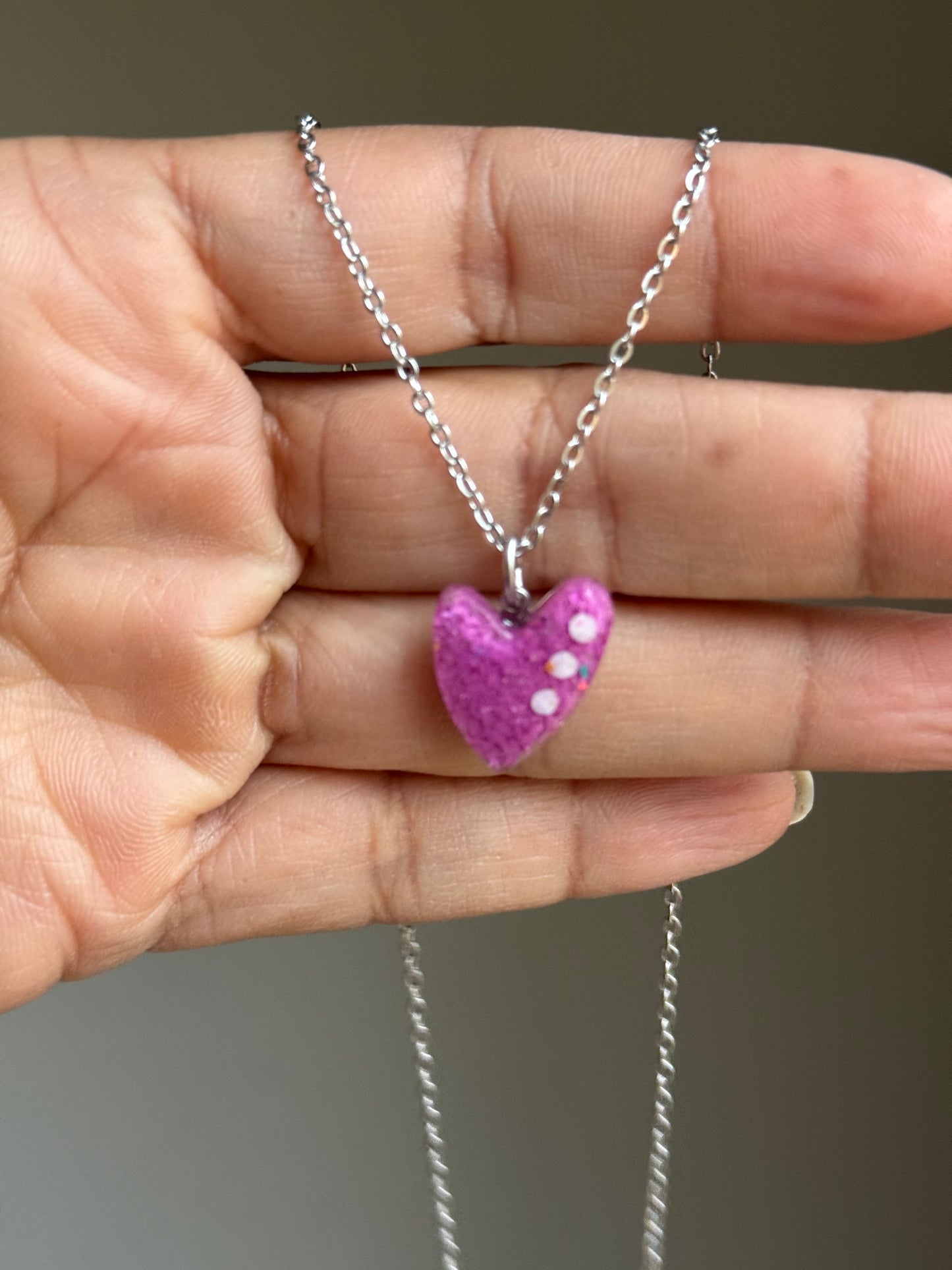 Polka Heart Pendant (Orchid)