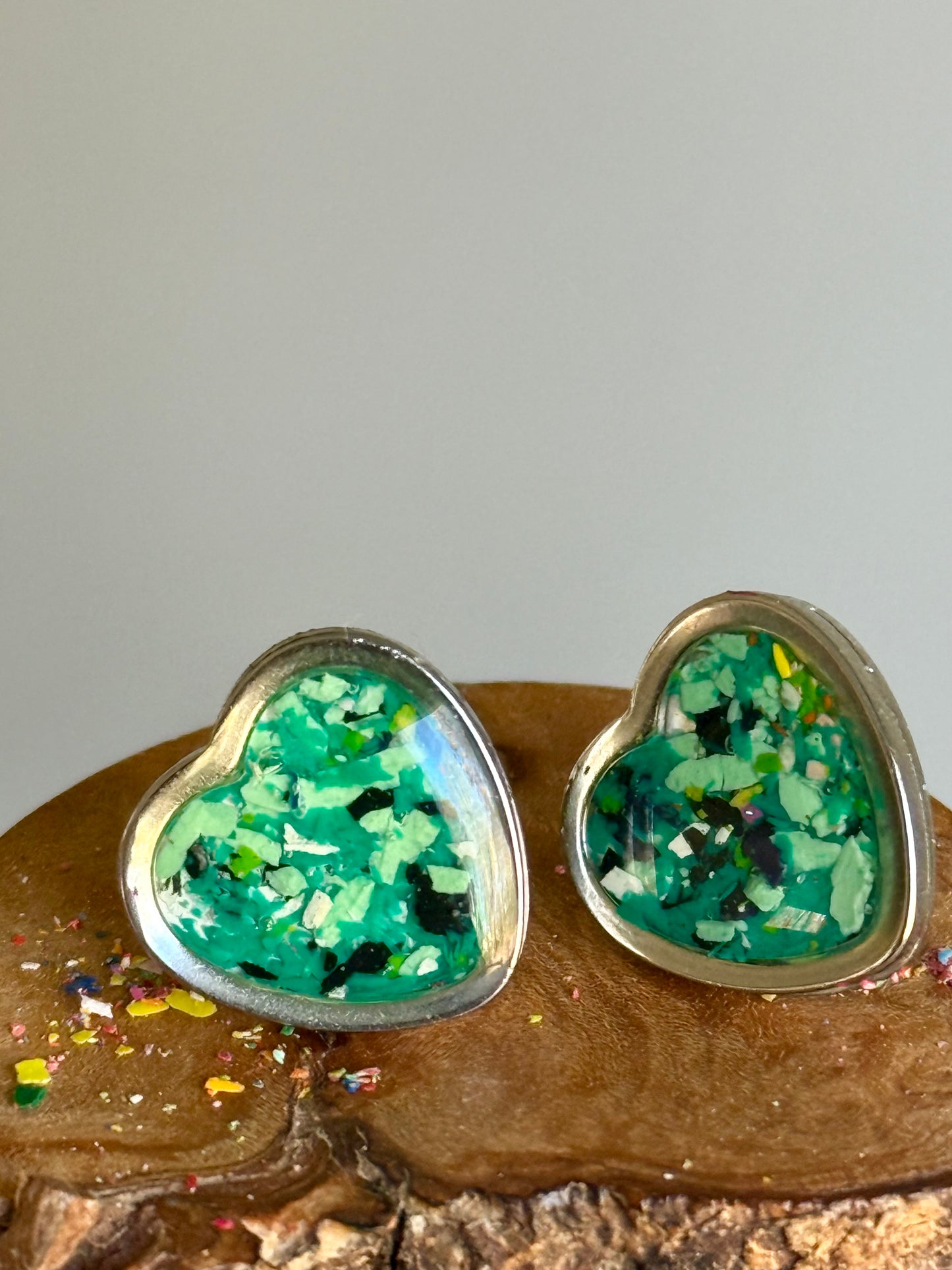 Framed Heart Studs (Forest)