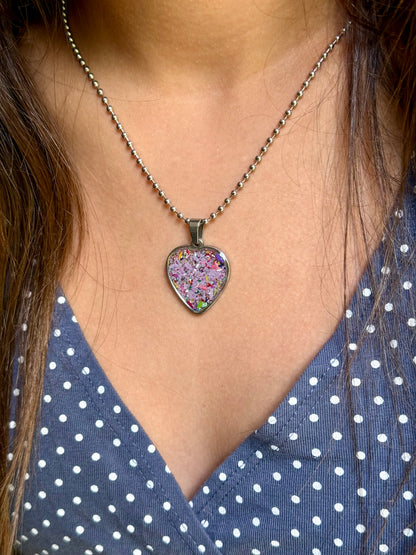 Freckled Lavender Heart Necklace